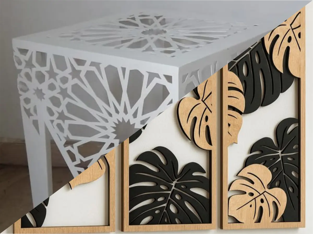 Découpe et motifs réalisés avec une machine CNC